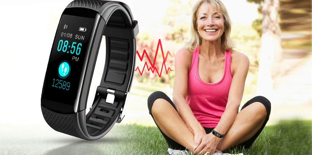 lady happy with Vital Fit Track from Top 5 Fitness Trackers